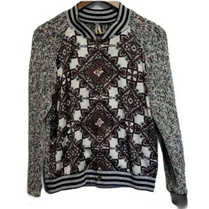 BKE Button-Up Multi-Pattern Sweater Jacket…
